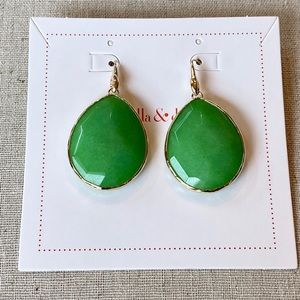 Retired! Stella & Dot Stone Drop Earrings - Jade